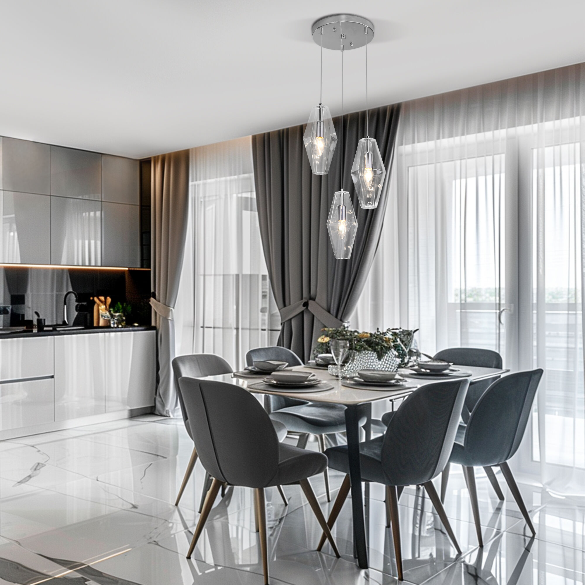 Подвесной светильник Eurosvet 50236/3 прозрачный