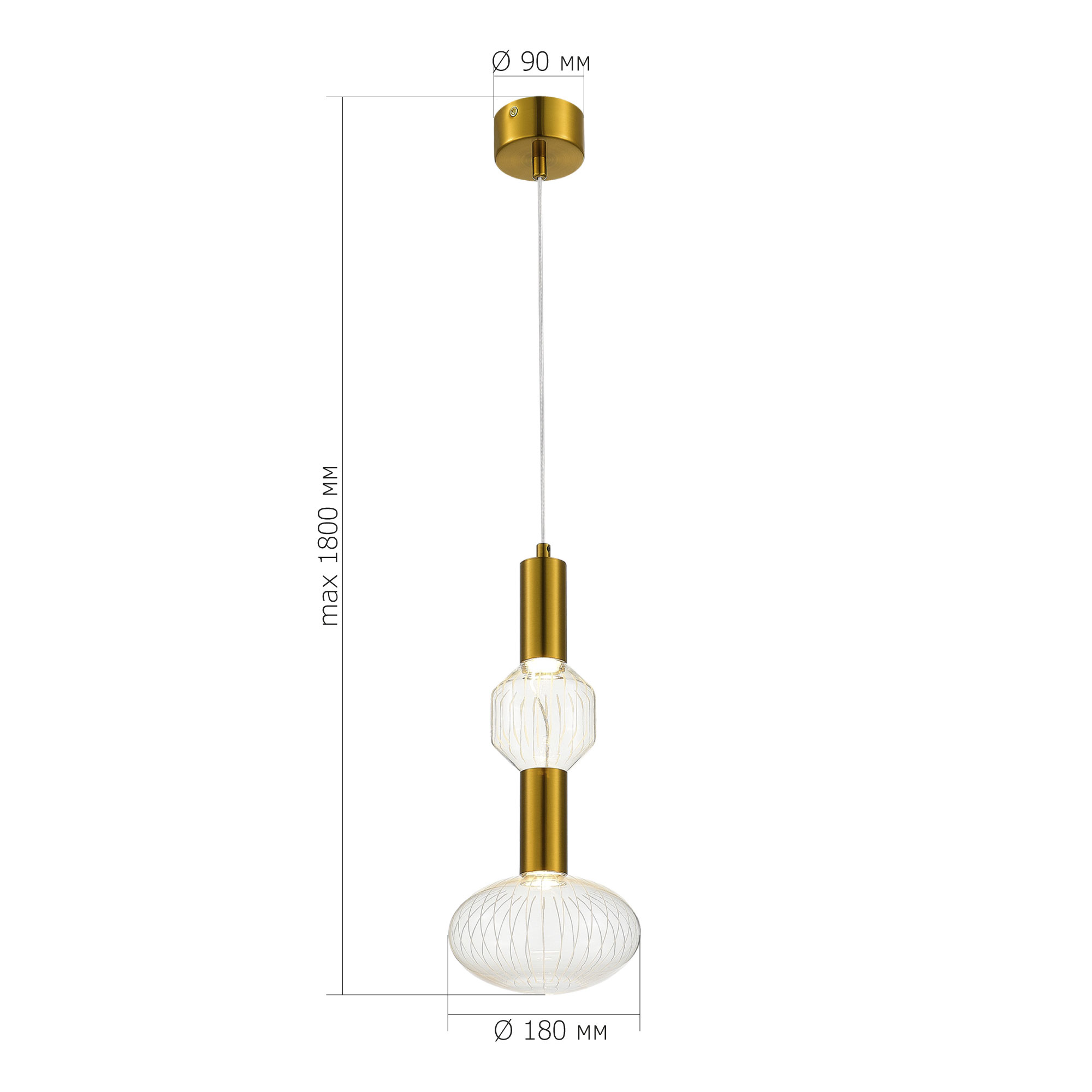 SL6117.223.02 Светильник подвесной ST-Luce Латунь/Золотой, Прозрачный LED 2*3W 3000K ТАККЕ