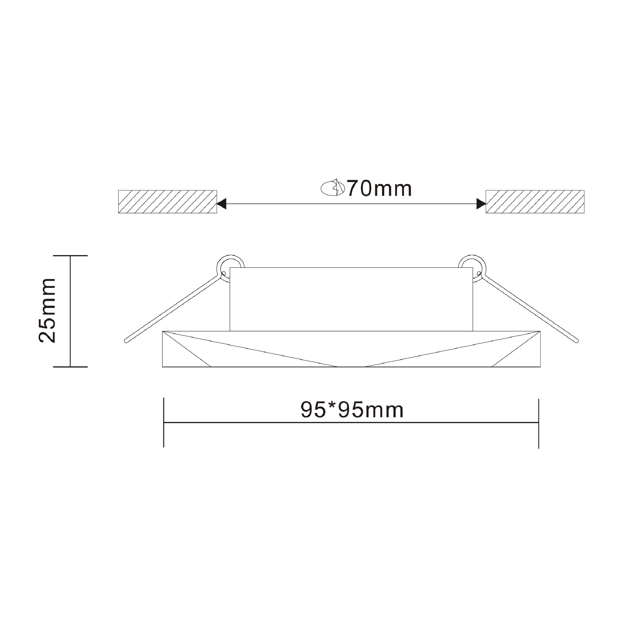 ST203.408.01 Св-к встр. Черный GU10 1*50W  L95xW95xH25 220V Без ламп Встраиваемые светильники