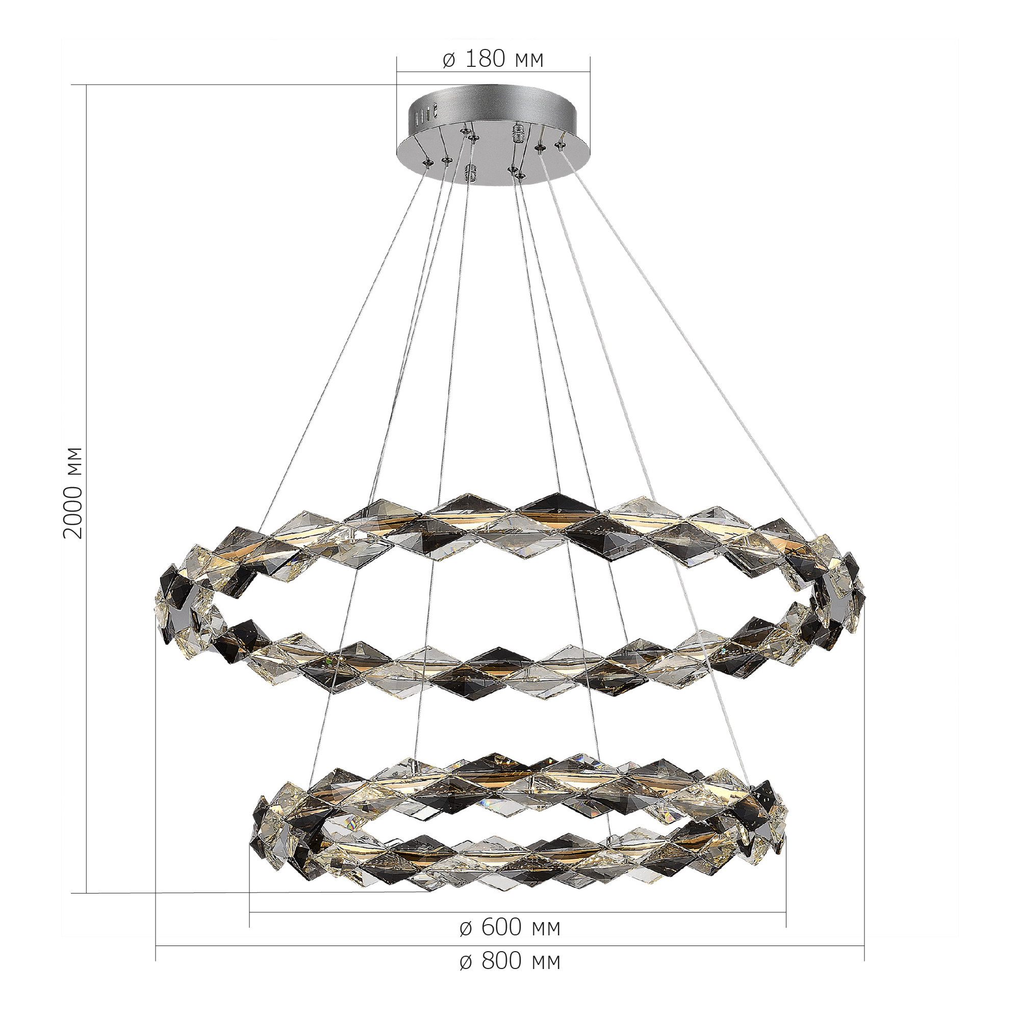 SL6009.103.02 Люстра подвесная ST-Luce Хром/Прозрачно-Дымчатый LED 1*45W 3000K DIAMANTA