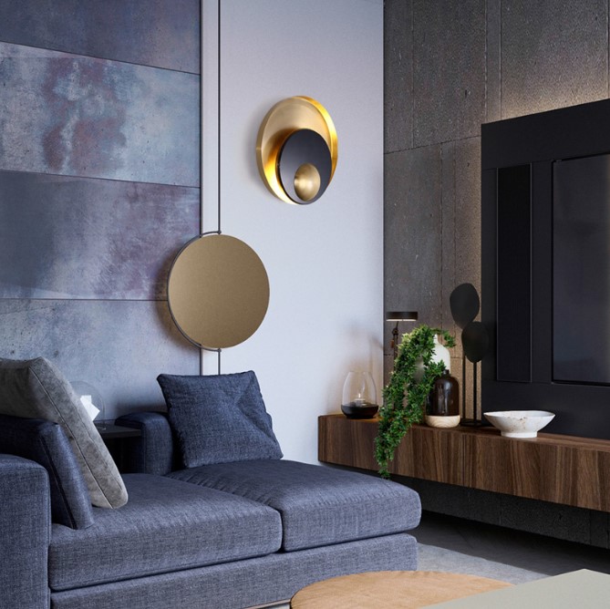 Бра Джаггер Black Wall Lamp Round Gold от Imperiumloft 149472-22