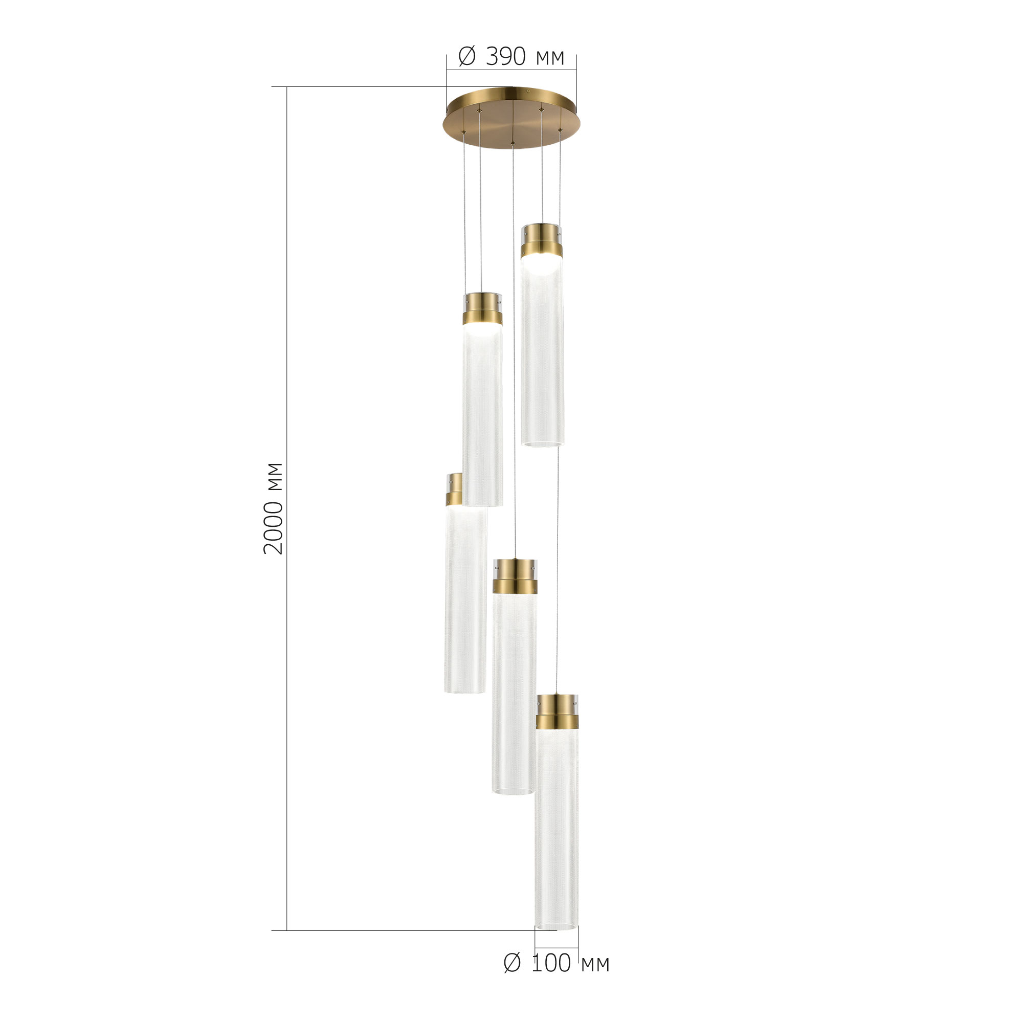 SL6236.303.05 Светильник подвесной ST-Luce Латунь/Прозрачный LED 5*12W 4000K CHAMPAGNE