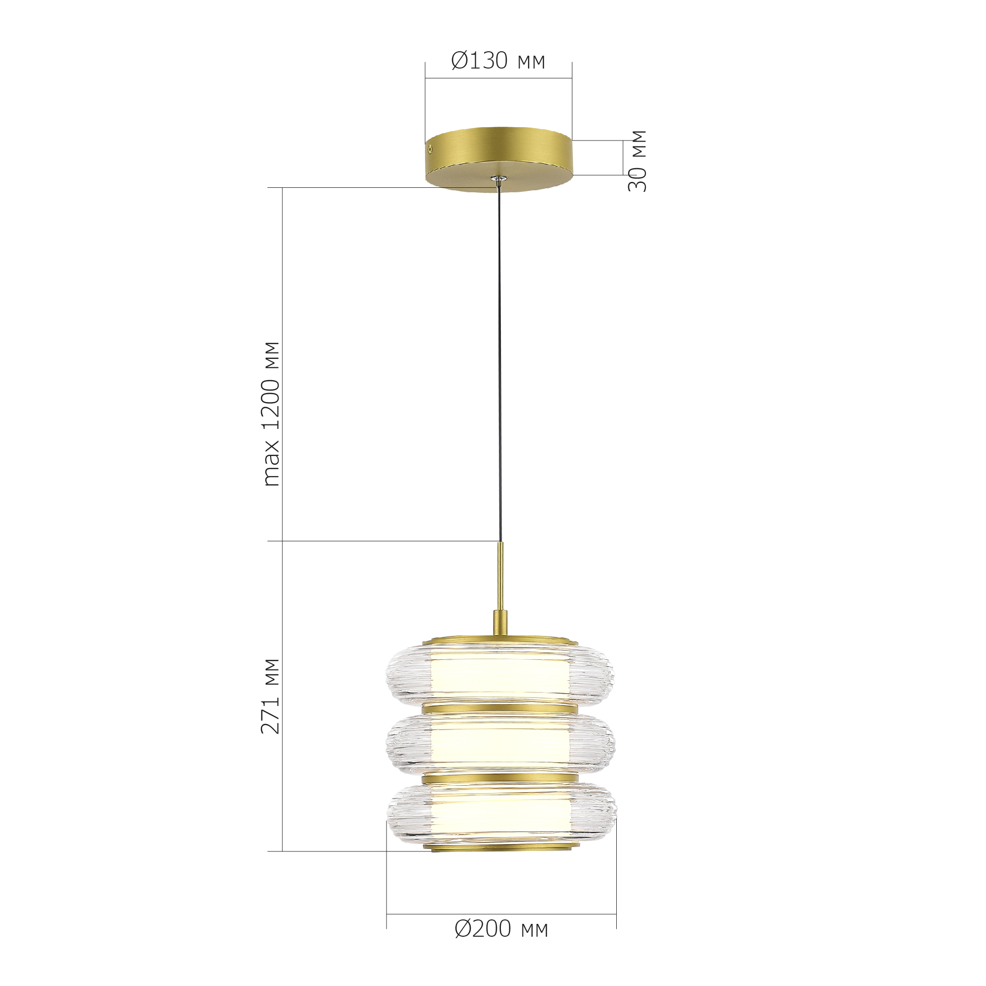 SL6239.203.03 Светильник подвесной ST-Luce золото/прозрачный LED 1*16W 3000K ФРИТЕЛЛА
