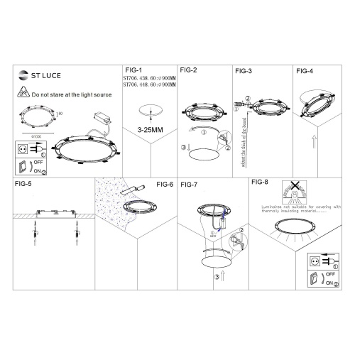 ST706.448.60 Св-к встр. Белый LED 12*5W 4000K 5 400Lm Ra&gt;90 38° IP20 D1 000xH50 220-240V Встраиваемые светильники