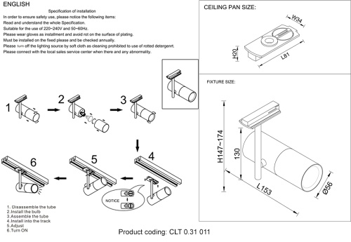 Светильник трековый однофазный Crystal Lux CLT 0.31 011 BL