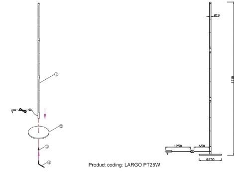 Торшер Crystal Lux LARGO PT25W BLACK