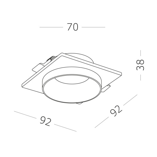 ST206.418.01 Св-к встр. Черный GU10 1*50W  L92xW92xH38 220V Без ламп Встраиваемые светильники