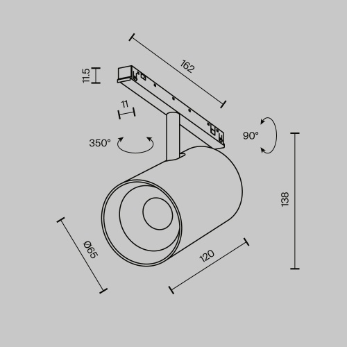 Трековый светильник Technical TR243-4-18WTW-DD2-B