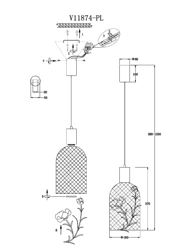Светильник подвесной светодиодный Moderli V11874-PL Ophelia