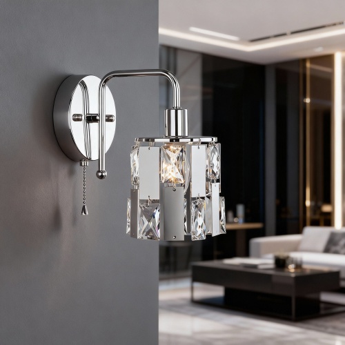 Настенный светильник Eurosvet 10101/1 хром/прозрачный хрусталь Strotskis