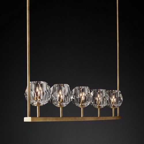 Люстра RH Boule De Cristal Linear Chandelier 5 Bronze 240204-22