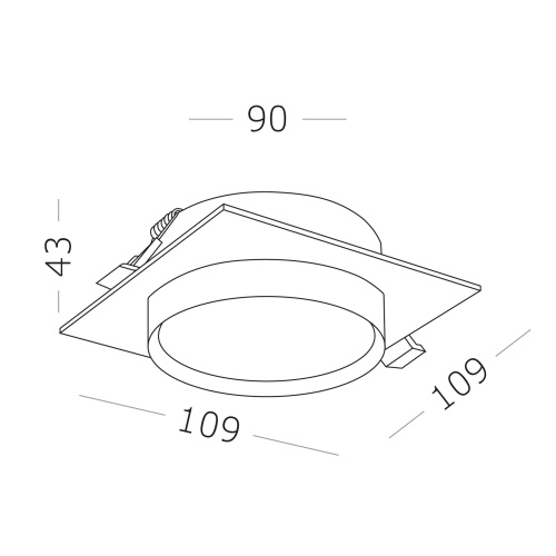 ST258.418.01 Св-к встр. Черный GX53 1*50W IP20 L109xW109xH43 220V Без ламп Встраиваемые светильники