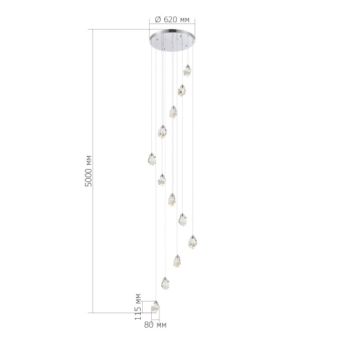 SL6114.103.12 Светильник подвесной ST-Luce Хром/Прозрачный LED 12*3W 3000K CASCATO