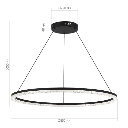 SL1018.413.01 Светильник подвесной ST-Luce черный/прозрачный LED 1*54W 4000K EUCLIDICS