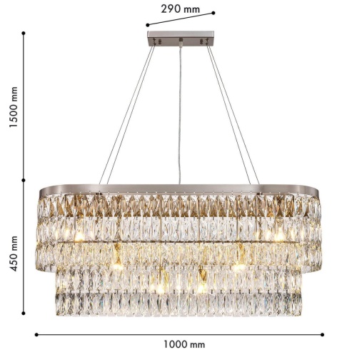 Подвесная люстра Favourite 4715-12U, Подвесная люстра, L1000xW290xH450/1950, 12xG9x40W, excluded