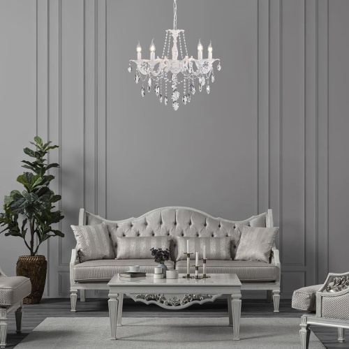 Подвесной светильник Eurosvet 10108/5 белый/прозрачный хрусталь Strotskis