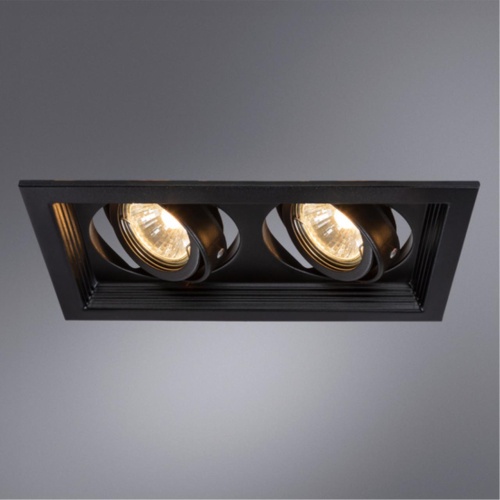 Точечный встраиваемый светильник Arte lamp A6661PL-2BK Светильник потолочный встраиваемый CANIS для MR16 230x130x45мм черный IP20 монтаж 102x196мм