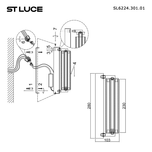 SL6224.301.01 Светильник настенный ST-Luce Латунь/Прозрачный LED 1*8W 4000K BAMBOO