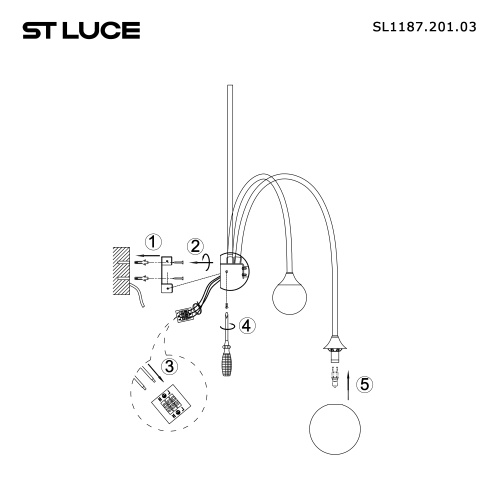SL1187.201.03 Бра ST-Luce Золотистый/Белый G9 3*5W 4000K VIVE