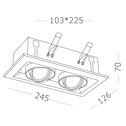 ST250.558.02 Св-к встр. Черный, Белый GU10 2*50W  IP20 L245xW126xH70 220V Без ламп Встраиваемые светильники