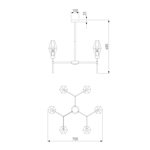  Eurosvet 60143/6/потолочный светильник/латунь