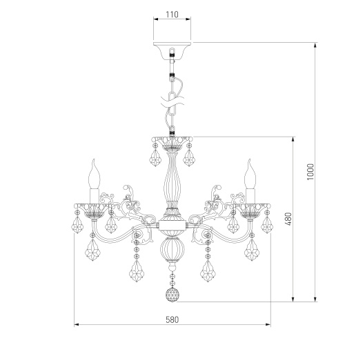 Подвесной светильник Eurosvet 3281/5 белый с золотом/тонированный хрусталь Strotskis