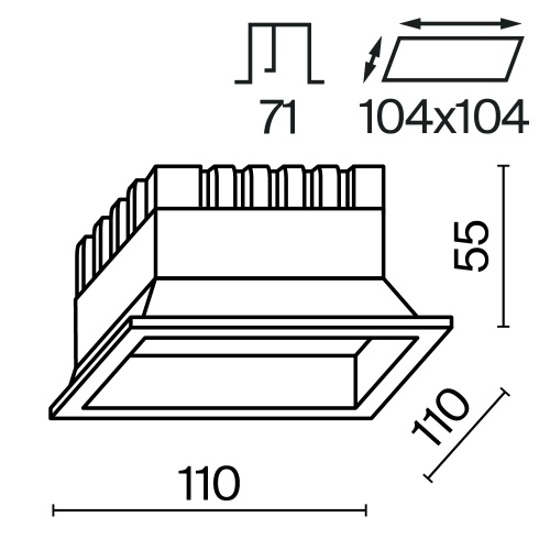 Встраиваемый светильник Technical DL056-12W3-4-6K-W