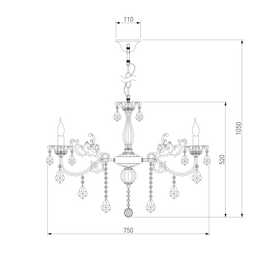 Подвесной светильник Eurosvet 3281/8 античная бронза/прозрачный хрусталь Strotskis