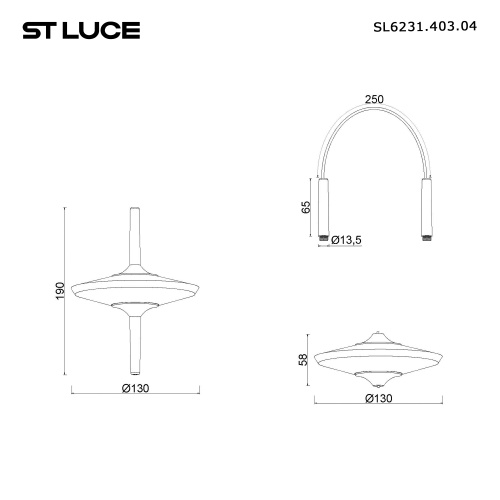 SL6231.403.04 Светильник подвесной ST-Luce Черный/Прозрачный LED 4*5W 4000K ZENITH