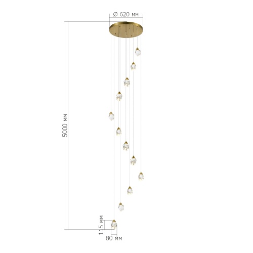 SL6114.203.12 Светильник подвесной ST-Luce Золотистый/Прозрачный LED 12*3W 3000K CASCATO