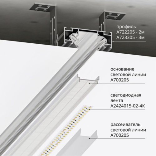 Arte lamp A722205 ПРОФИЛЬ ДЛЯ МОНТАЖА МАГНИТНОГО ШИНОПРОВОДА OPTIMA В НАТЯЖНОЙ ПОТОЛОК