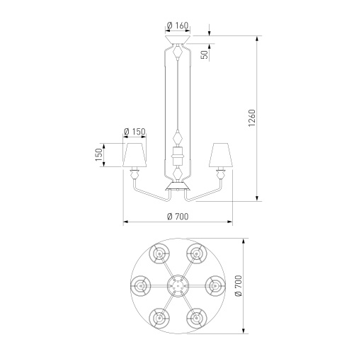 Подвесной светильник Eurosvet 101012/6 латунь Smart