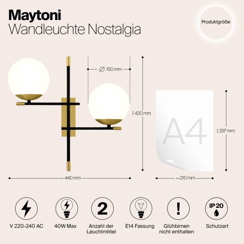Настенный светильник (бра) Maytoni MOD048WL-02G