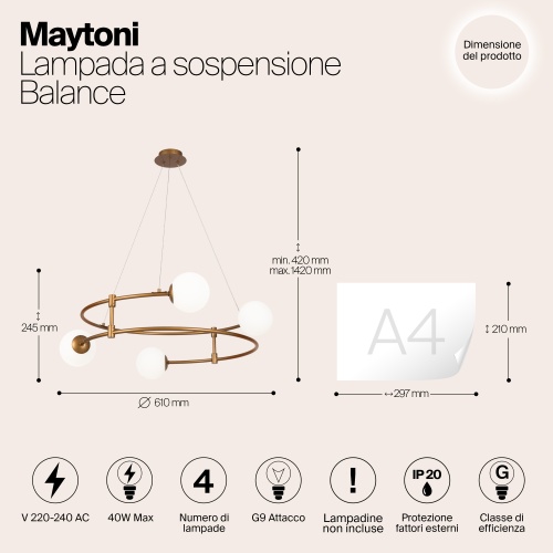 Подвесной светильник Maytoni MOD317PL-04G