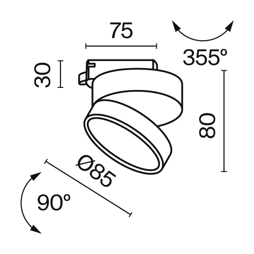 Трековый светильник Technical TR007-1-12W3K-B