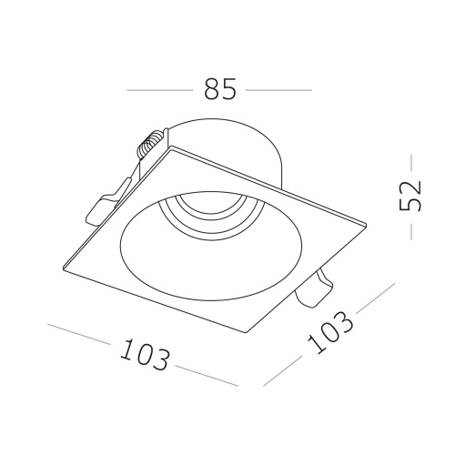 ST207.418.01 Св-к встр. Черный GU10 1*50W  L103xW103xH52 220V Без ламп Встраиваемые светильники