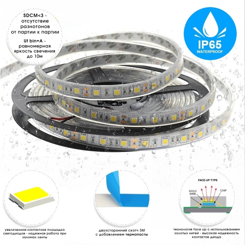 ST1001.314.65 Светодиодная лента 2835 14,4Вт/м 3000К 6400Lm Ra>90 IP65 L5000xW12 24В Светодиодные ленты