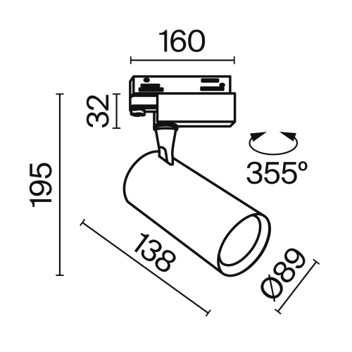 Трековый светильник Technical TR029-3-20W4K-S-B