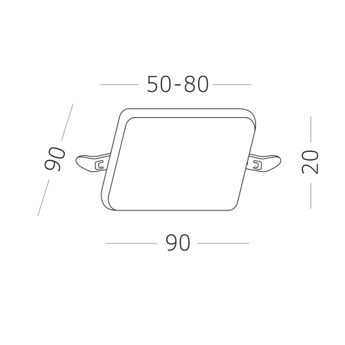 ST700.038.08 Св-к встр. Белый LED 1*8W 3000K 690Lm Ra80 120° IP20 L90xW90xH20 85-265V Встраиваемые светильники