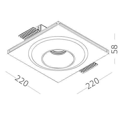 ST253.508.01 Св-к встр. из гипса Белый GU10 1*50W  IP20 L220xW220xH58 180-240V Без ламп Встраиваемые светильники