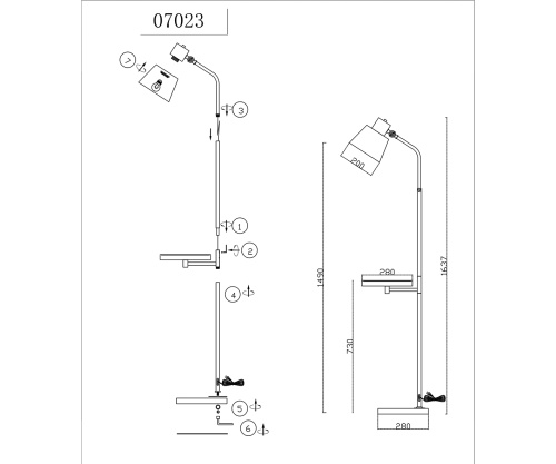 Торшер Kink Light Арден черный/бронза 07023