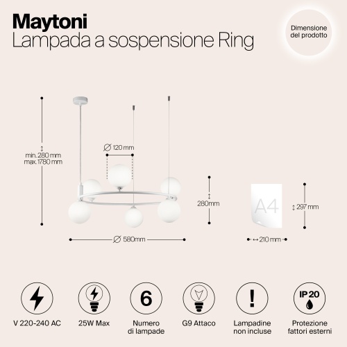 Подвесной светильник Maytoni MOD013PL-06W