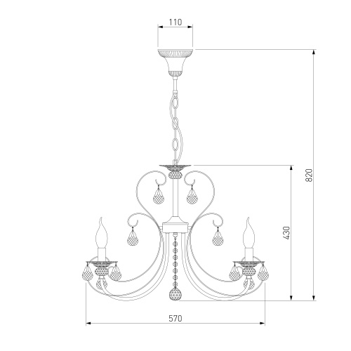 Подвесной светильник Eurosvet 3305/5 белый с золотом/прозрачный хрусталь Strotskis