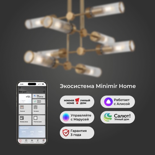  Eurosvet 60166/8 /потолочный светильник/  латунь Smart