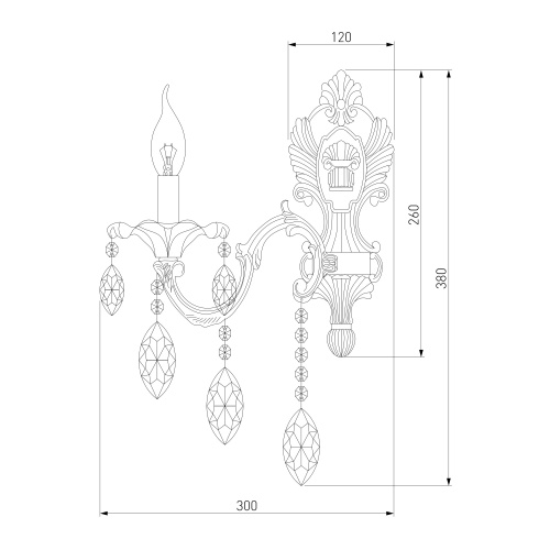 Настенный светильник Eurosvet 10108/1 белый/прозрачный хрусталь Strotskis