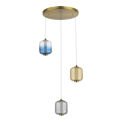 SL1193.303.03 Светильник подвесной ST-Luce Латунь/Янтарный,Дымчатый,Голубой LED 3*11,2W 3000K SUMMER