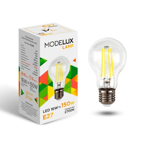 Светодиодная лампа MODELUX ML2841- А60-16W-Е27-2700 clear