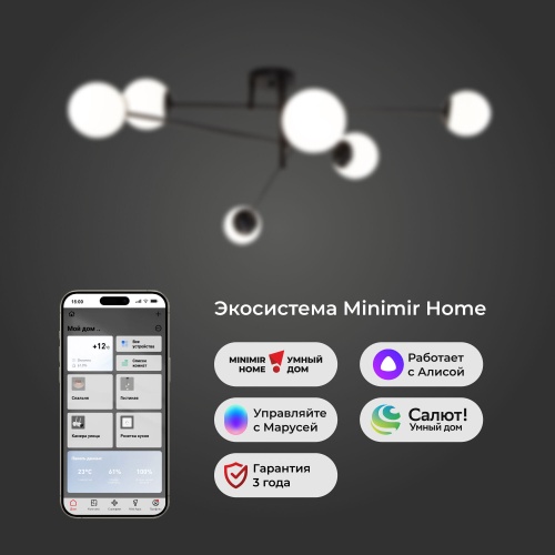 Потолочный светильникчерный Smart Eurosvet 30181/6