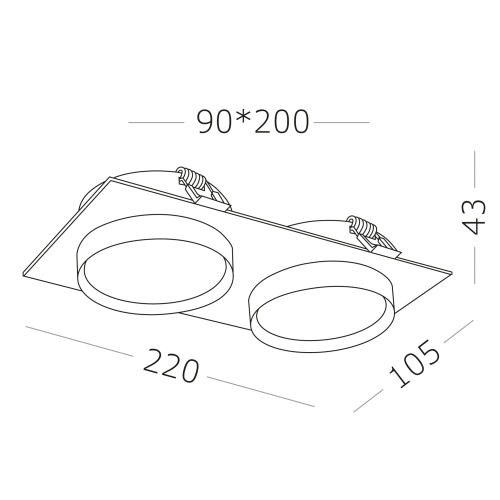 ST258.508.02 Св-к встр. Белый GX53 2*50W IP20 L220xW109xH43 220V Без ламп Встраиваемые светильники