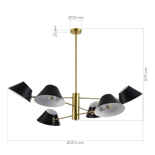 SLE1253-343-06 Светильник подвесной Латунь/Черный, Белый E14 6*60W NORBI